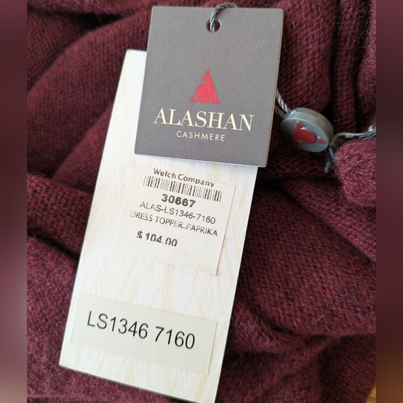 NWT Alashan Cashmere 100% Cashmere Dress Topper - Paprika (Burgundy) - Picture 3 of 9